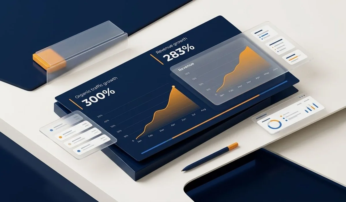 Adam SEO travel business case study showing 300% organic traffic growth and 283% revenue increase for a Malaysian client