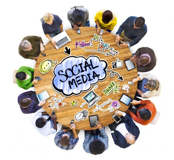 Social media with group of people