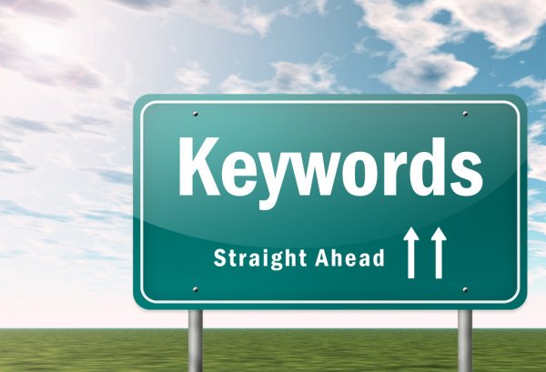 keywords on green sign board