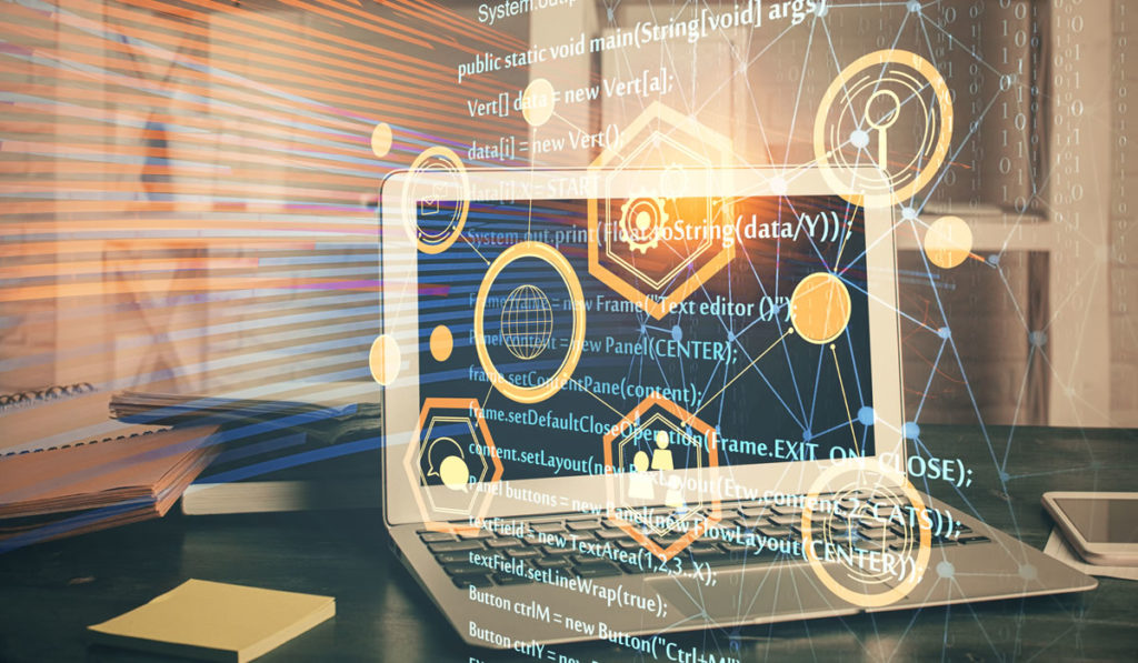technical SEO services with laptop and coding