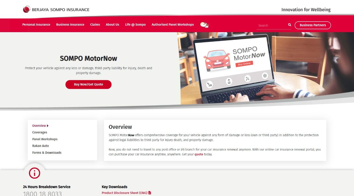 Berjaya Sompo Insurance Website