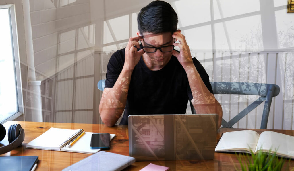 man feeling stress on how seo works